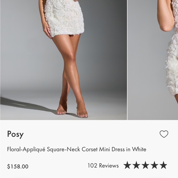 White Floral Textured Mini Dress - Picture 2 of 8